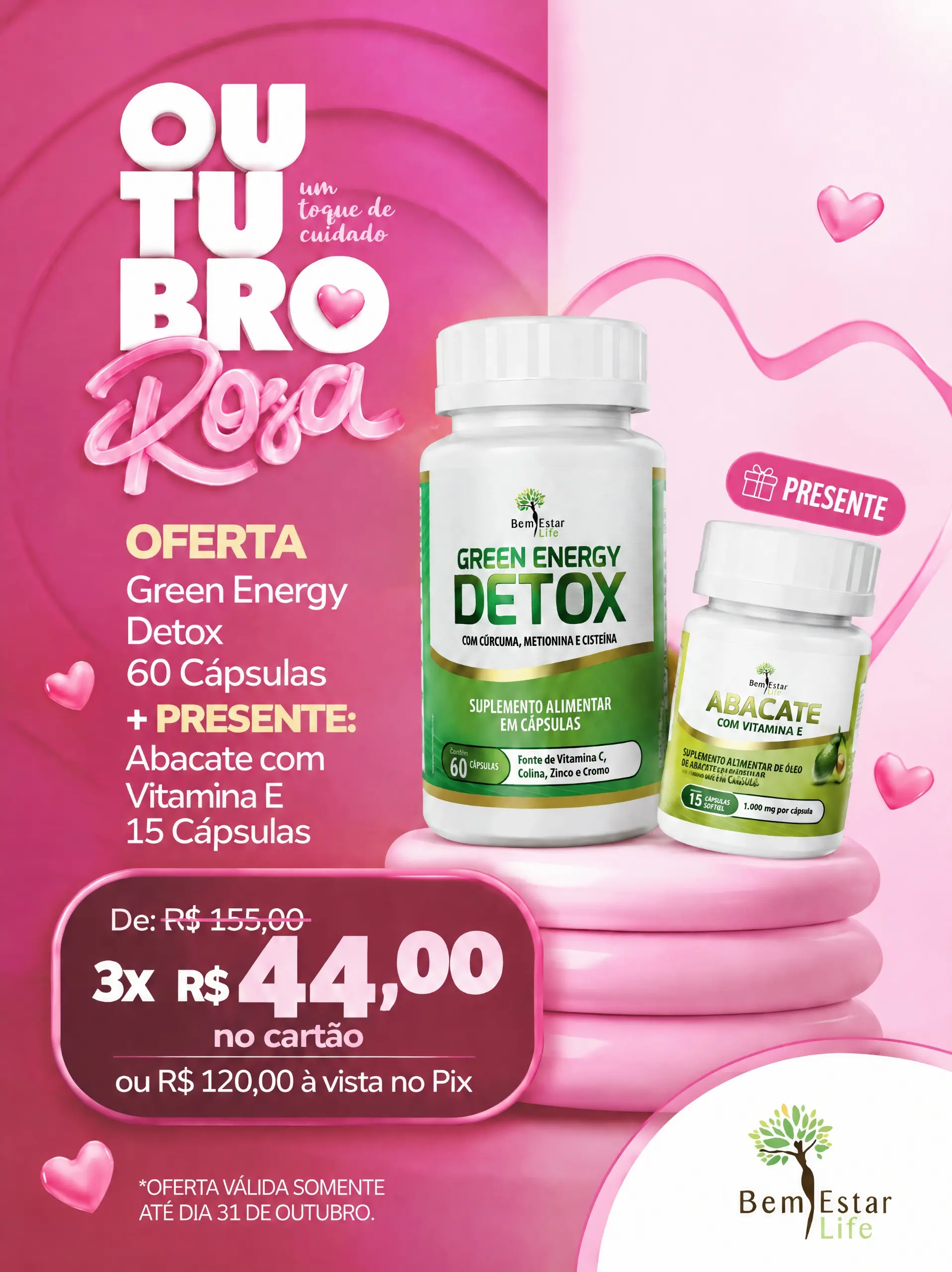 OFERTA GREEN ENERGY DETOX - 60 CAPS. + BRINDE ABACATE DE 15 CAPS