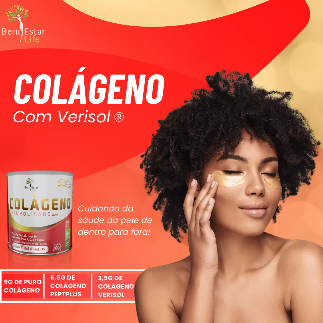 COLAGENO VERISOL EM PÓ SABOR FRUTAS VERMELHAS COM ÁCIDO HIALURONICO 