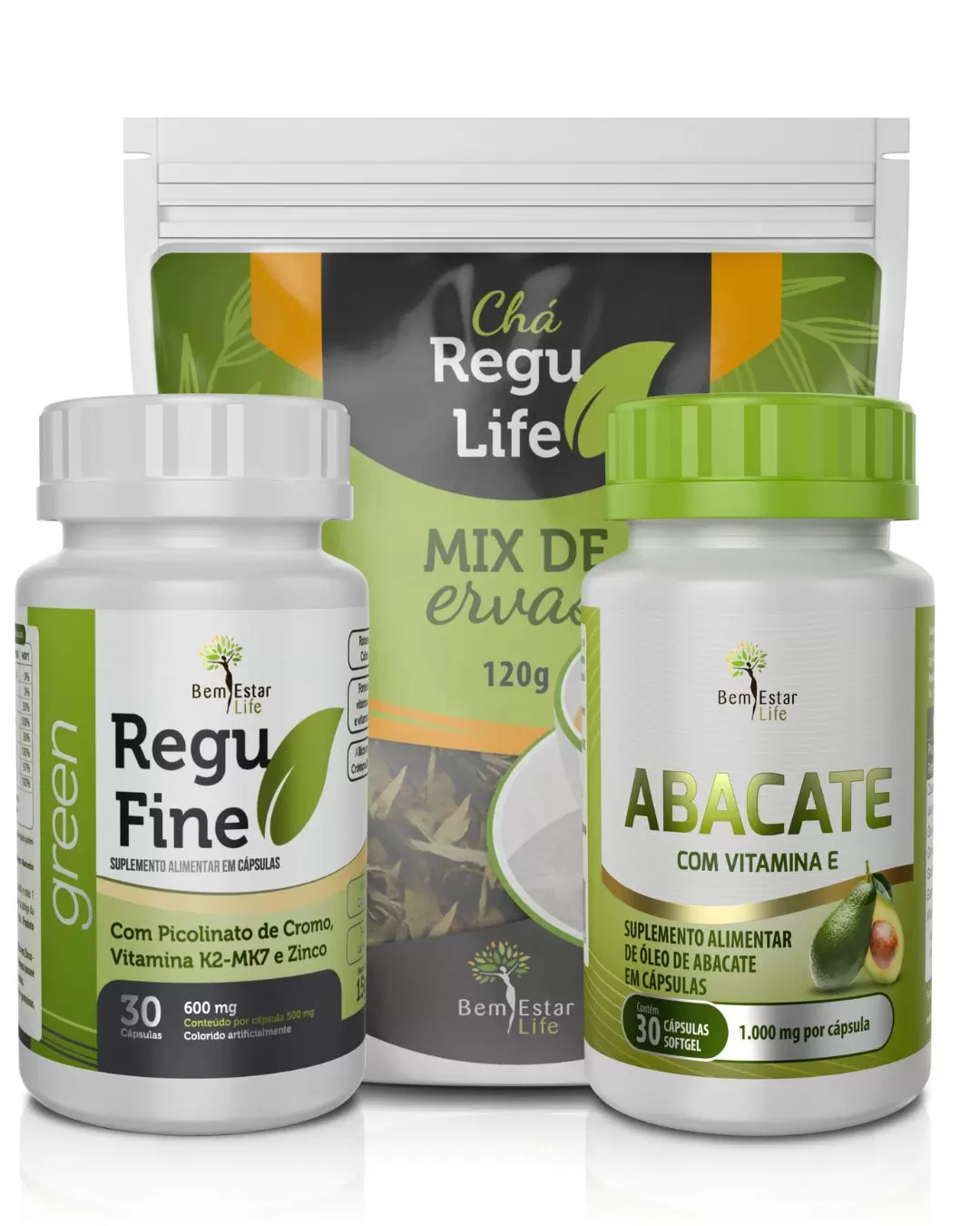 Kit Detox ( Regu Fine Green + Chá Regu Life + Abacate 30 caps)