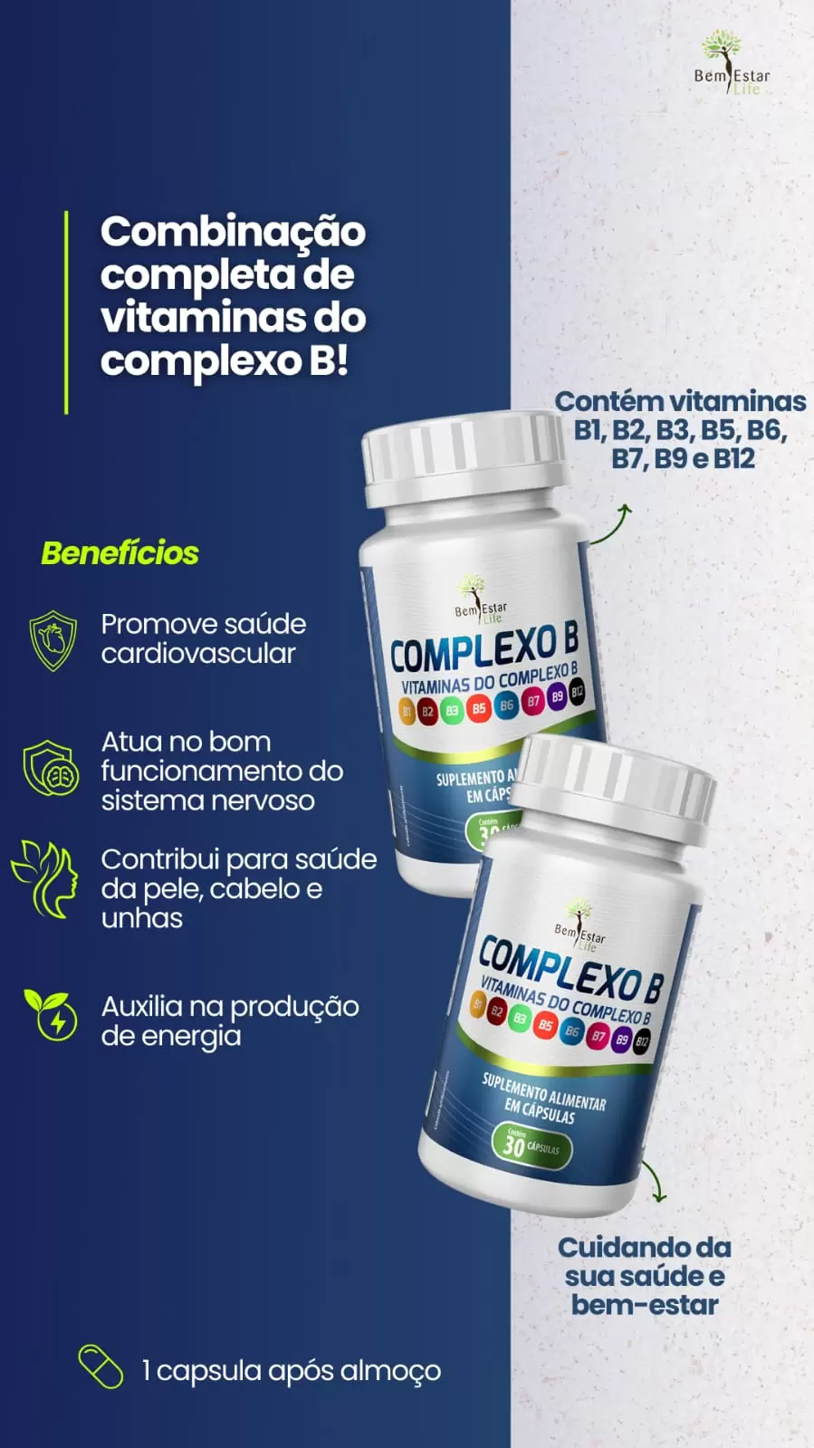 VITAMINAS DO COMPLEXO B - 30 CAPSULAS 