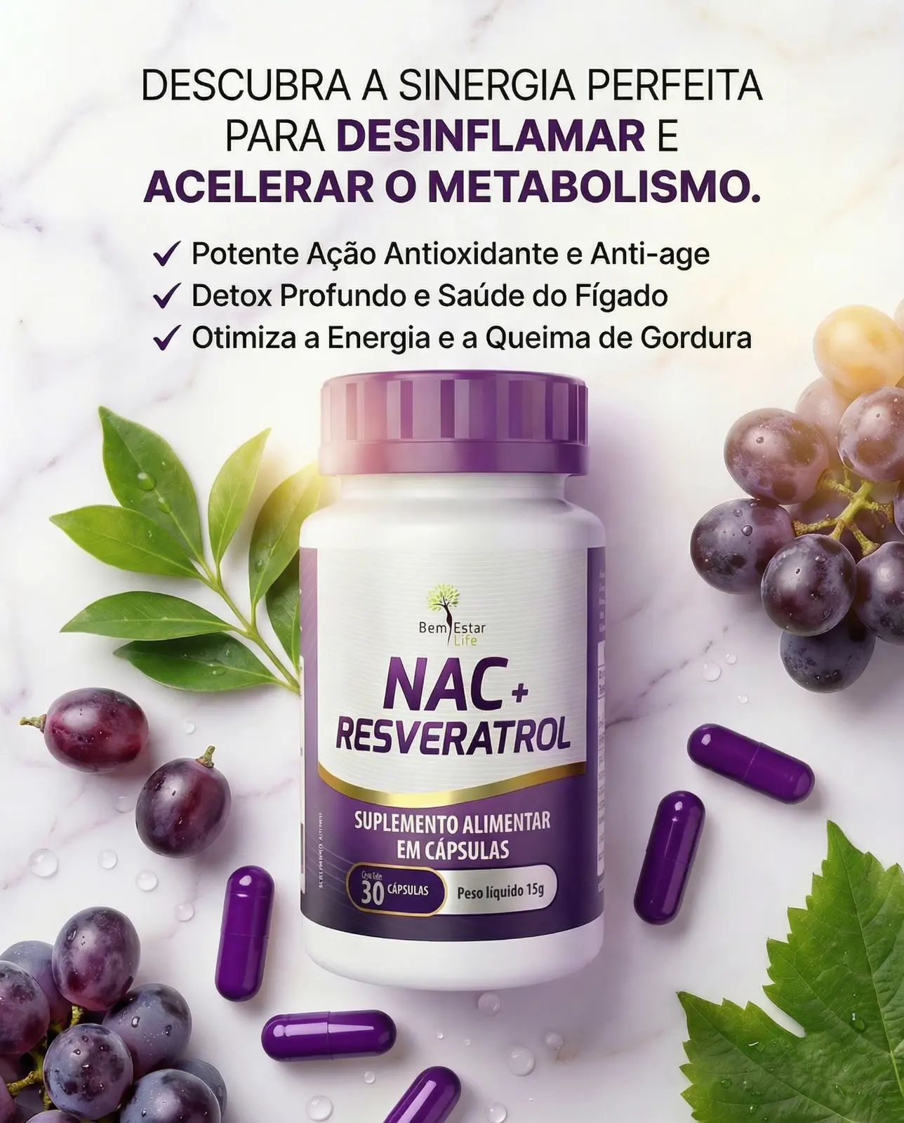 NAC + RESVERATROL - 30 CAPS